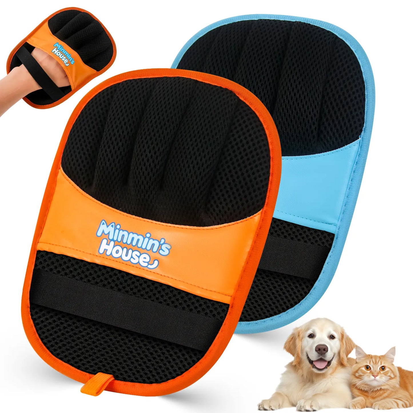 Minmin's House Advanced Pet Hair Removal Glove for Cats and Dogs - Upgraded Five-Finger Electrostatic Design, Reusable Magic Brush Tool for Effective Hair Removal on Laundry, Couches, Carpets, and Car Seats