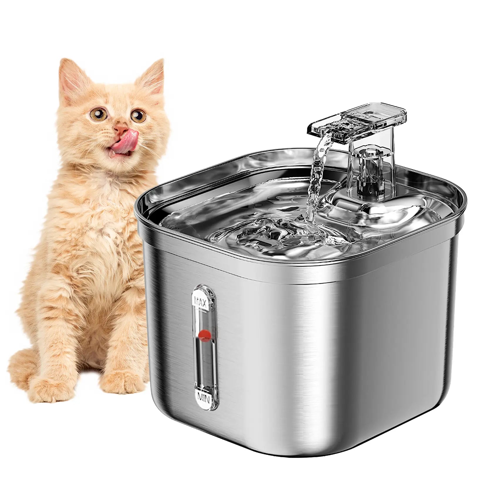 Stainless Steel Cat Water Fountain - 74oz/2.2L with Multi-Filter, Compact Design for Easy Cleaning, Ideal for Cats and Small Dogs