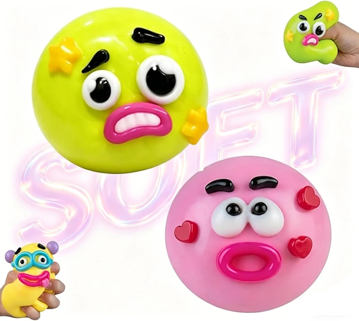 Smushers Squishy Cutie Toy - Multisensory Stress Relief Dog Face Swap Toy Made from Safe Maltose Material, Portable and Ideal for Anxiety Relief and Party Favors