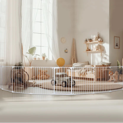 Pet Gates,  Dog Playpen 8Panel 198" Extra Wide 30" Tall Fireplace Fence Playard, White