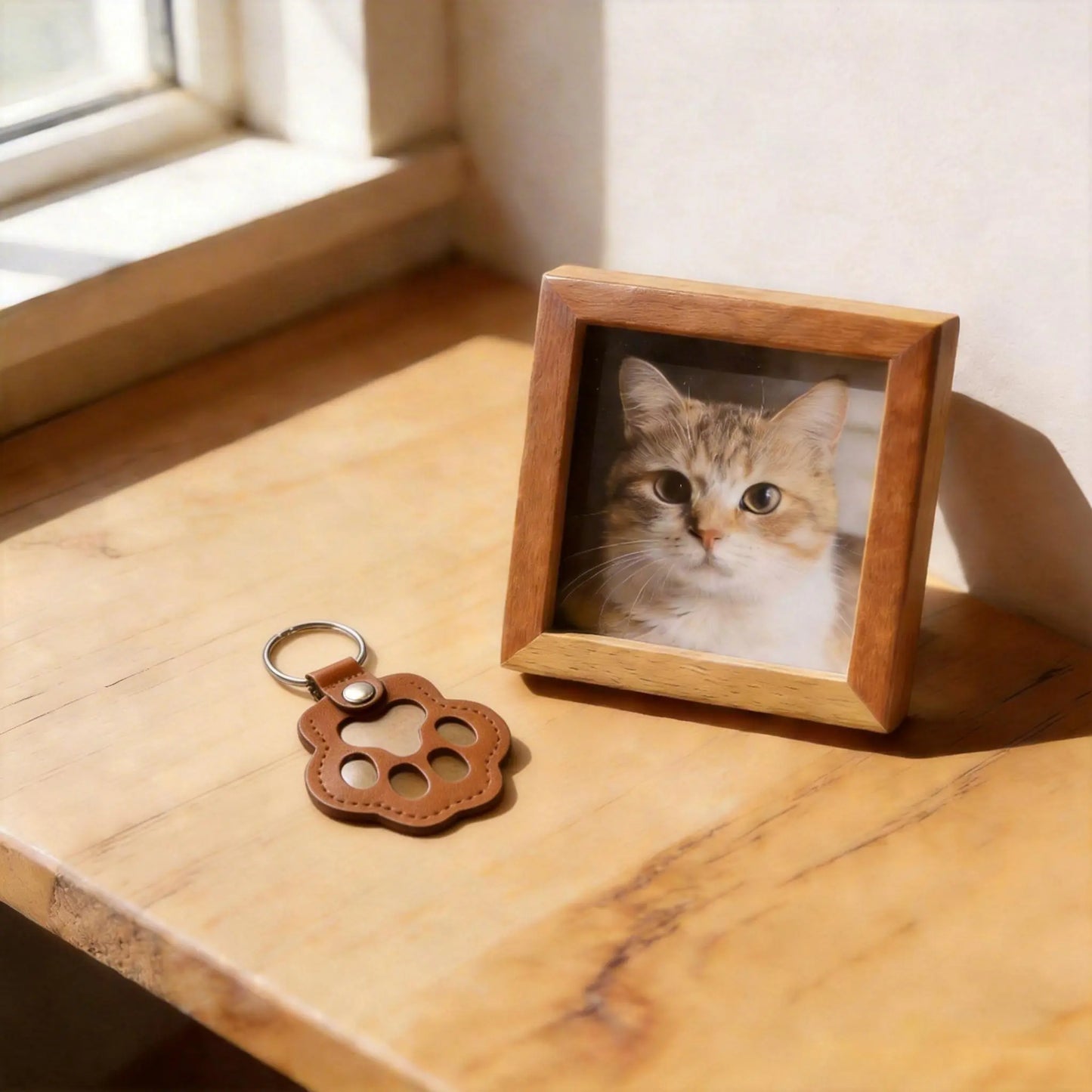 Pet Fur Keepsake Leather Keychain – Paw Memorial Charm for Dog & Cat Hair, Sympathy Gift for Pet Loss