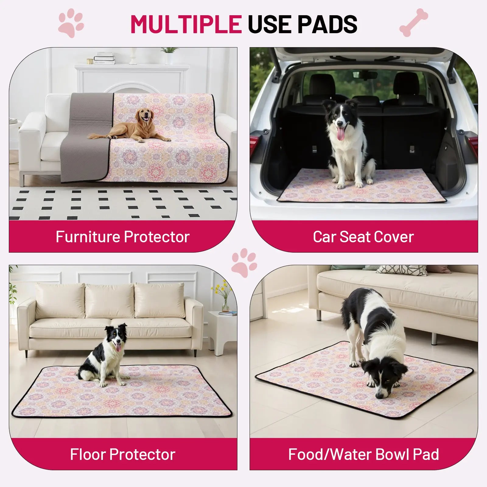 Reusable Dog Pee Pads - 2-Pack: Highly Absorbent, Waterproof, Leak-Proof, Non-Slip Design for Training, Playpens, Crates, Sofas, Cars, Beds, and More (Machine Washable)