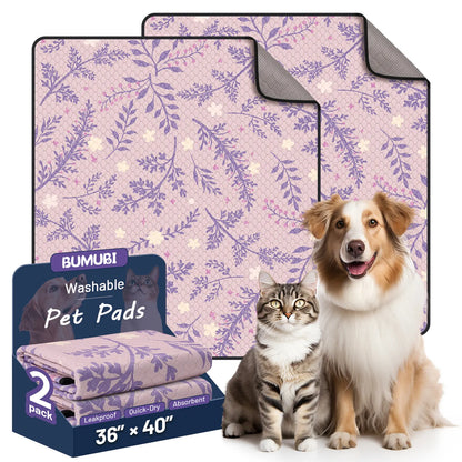 Reusable Dog Pee Pads - 2-Pack: Highly Absorbent, Waterproof, Leak-Proof, Non-Slip Design for Training, Playpens, Crates, Sofas, Cars, Beds, and More (Machine Washable)
