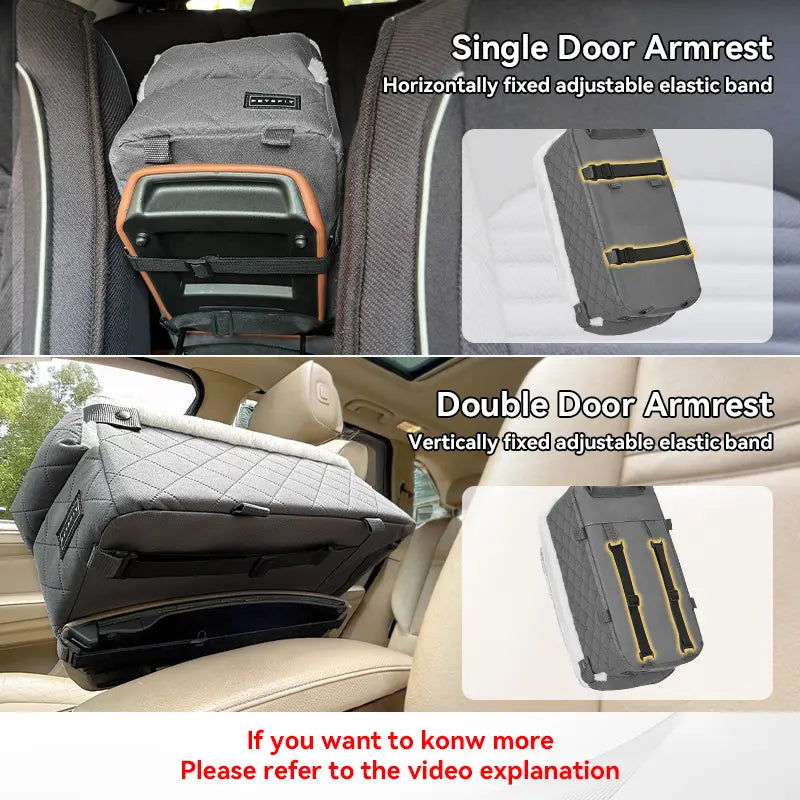 PETSFIT Center Console Dog Car Seat with 5-Year Warranty, Enhanced Safety Hooks and Tethers, Washable Cushion, Designed for Small Dogs up to 8 lbs (Grey)