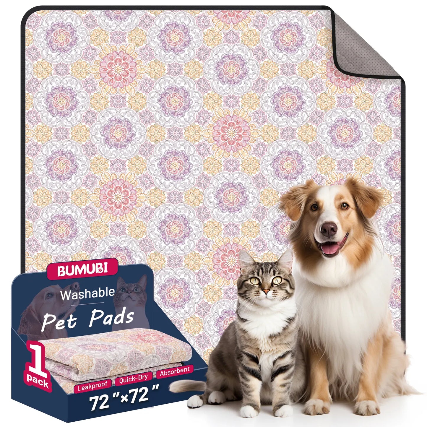 Reusable Dog Pee Pads - 2-Pack: Highly Absorbent, Waterproof, Leak-Proof, Non-Slip Design for Training, Playpens, Crates, Sofas, Cars, Beds, and More (Machine Washable)