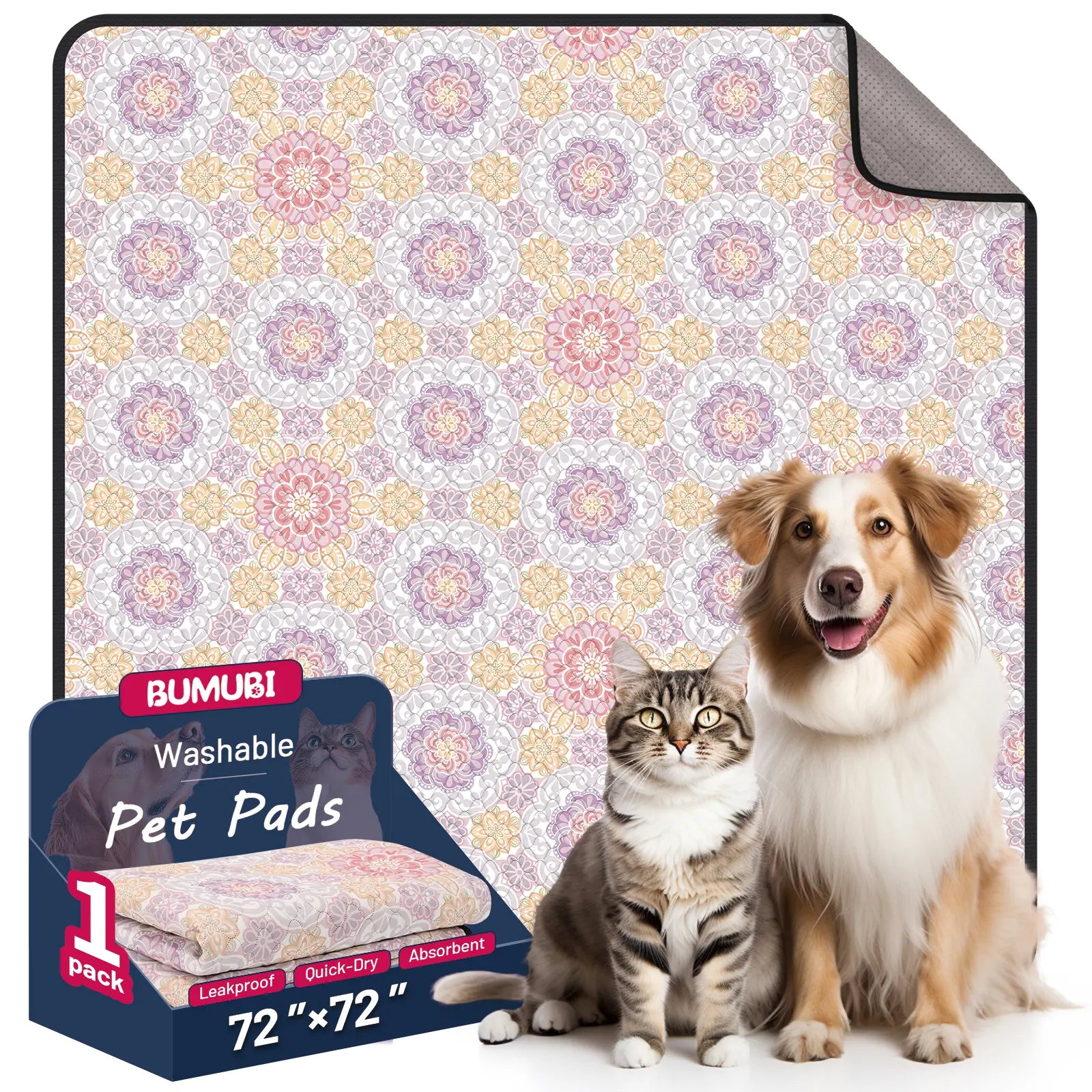 Reusable Dog Pee Pads - 2-Pack: Highly Absorbent, Waterproof, Leak-Proof, Non-Slip Design for Training, Playpens, Crates, Sofas, Cars, Beds, and More (Machine Washable)