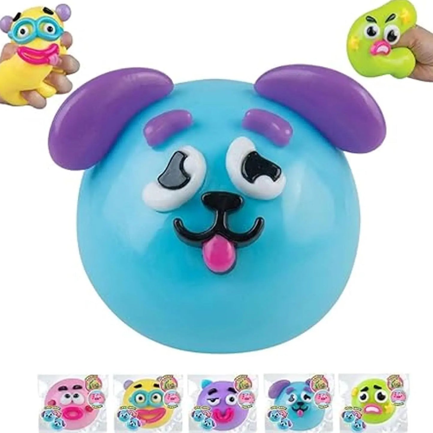 Smushers Squishy Cutie Toy - Multisensory Stress Relief Dog Face Swap Toy Made from Safe Maltose Material, Portable and Ideal for Anxiety Relief and Party Favors