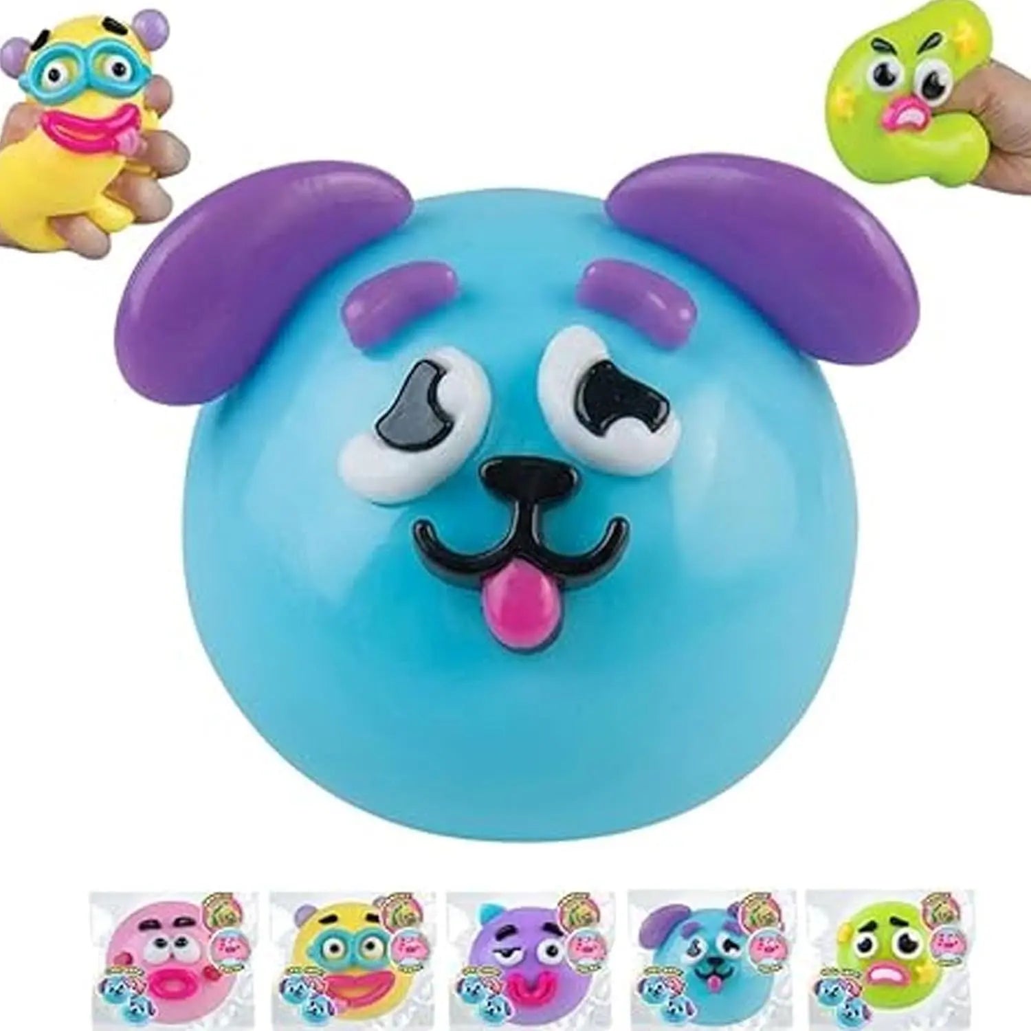 Smushers Squishy Cutie Toy - Multisensory Stress Relief Dog Face Swap Toy Made from Safe Maltose Material, Portable and Ideal for Anxiety Relief and Party Favors