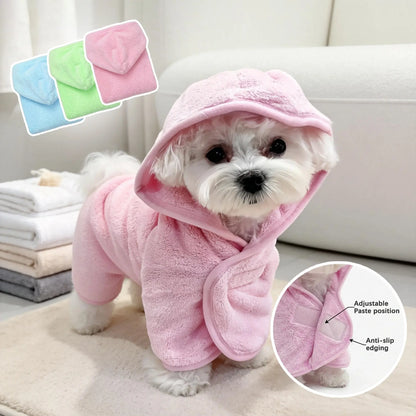 Premium Quick-Drying Pet Bathrobes for Small Dogs and Cats - Soft, Absorbent, and Comfortable for All Seasons with Secure Closure