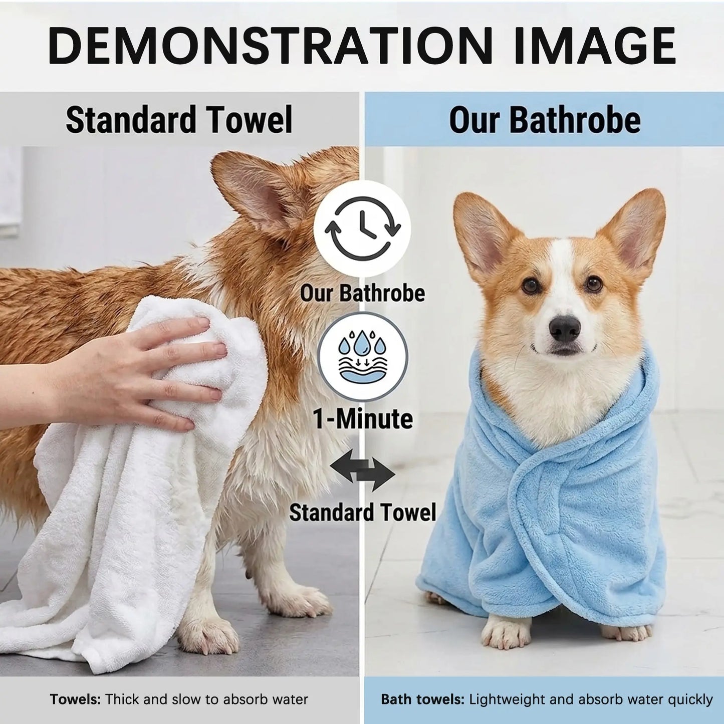 Premium Quick-Drying Pet Bathrobes for Small Dogs and Cats - Soft, Absorbent, and Comfortable for All Seasons with Secure Closure