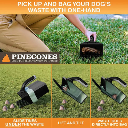 NEATER PETS Lift N' Bag Dog Pooper Scooper 2.0, 6” Handle Version - Scoop-To-Bag Design, One-Handed Operation, Extra-Large Bags, Made in USA