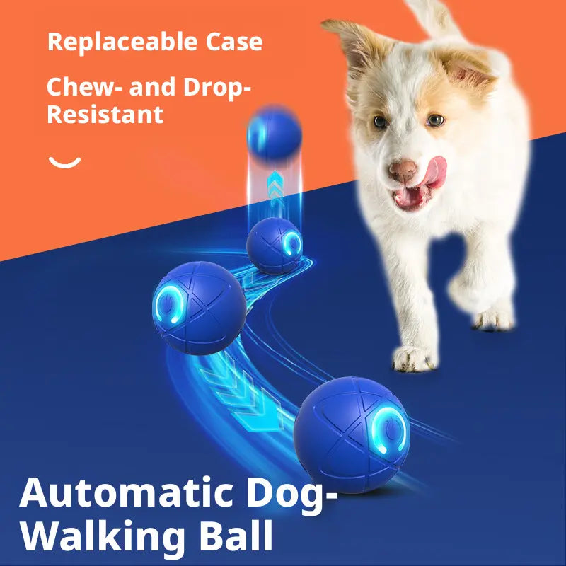 Rechargeable Interactive Dog Toy Ball - Durable Bouncing and Chew-Resistant Plush Ball with LED Light, Inflatable Water Bowl, and Self-Play Features for Small to Medium Dogs