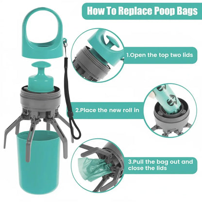 UFORU Portable Pet Poop Scooper with 6 Count Dog Waste Bag Holder & Dispenser for Outdoor Use Compact Design Essential Pet Supplies#Summervibes