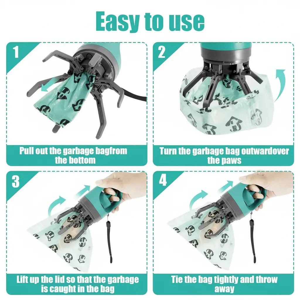 UFORU Portable Pet Poop Scooper with 6 Count Dog Waste Bag Holder & Dispenser for Outdoor Use Compact Design Essential Pet Supplies#Summervibes