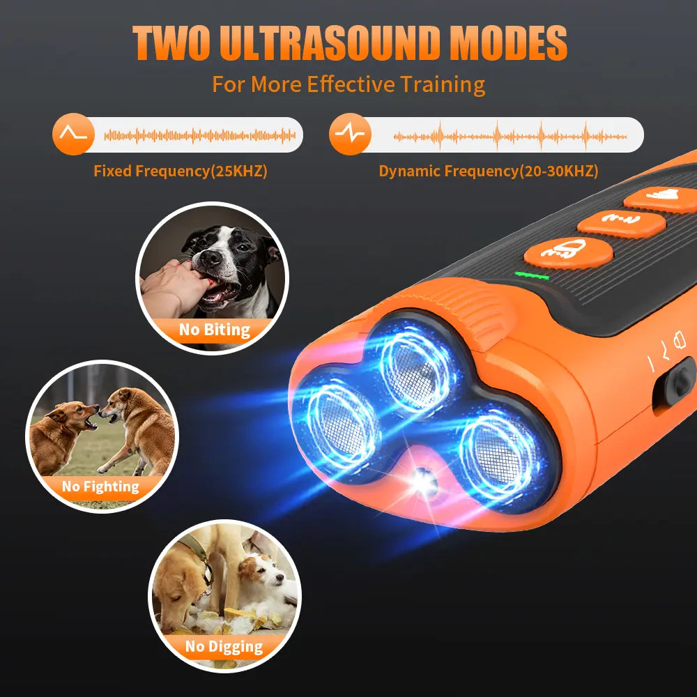 Dog Bark Deterrent Device, 3X Ultrasonic anti Barking, 4 Training Modes 23 FT Range Barks No More Indoors Outdoors Behavior Correct Safe & Humane Rechargeable Compact Bark Control for Dogs