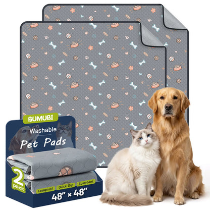 Reusable Dog Pee Pads - 2-Pack: Highly Absorbent, Waterproof, Leak-Proof, Non-Slip Design for Training, Playpens, Crates, Sofas, Cars, Beds, and More (Machine Washable)