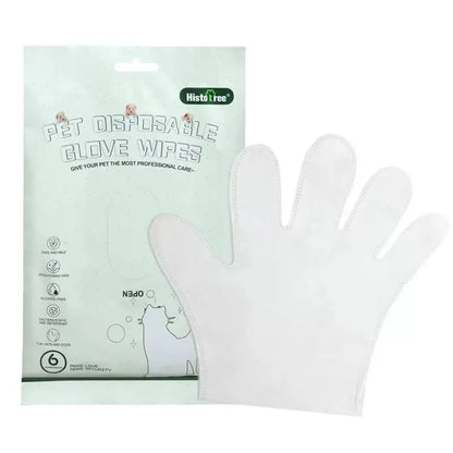 Kigifuture Hypoallergenic Disposable Pet Glove Wipes for Dogs and Cats - 6 Pack Freshening Grooming and Hair Removal Tool