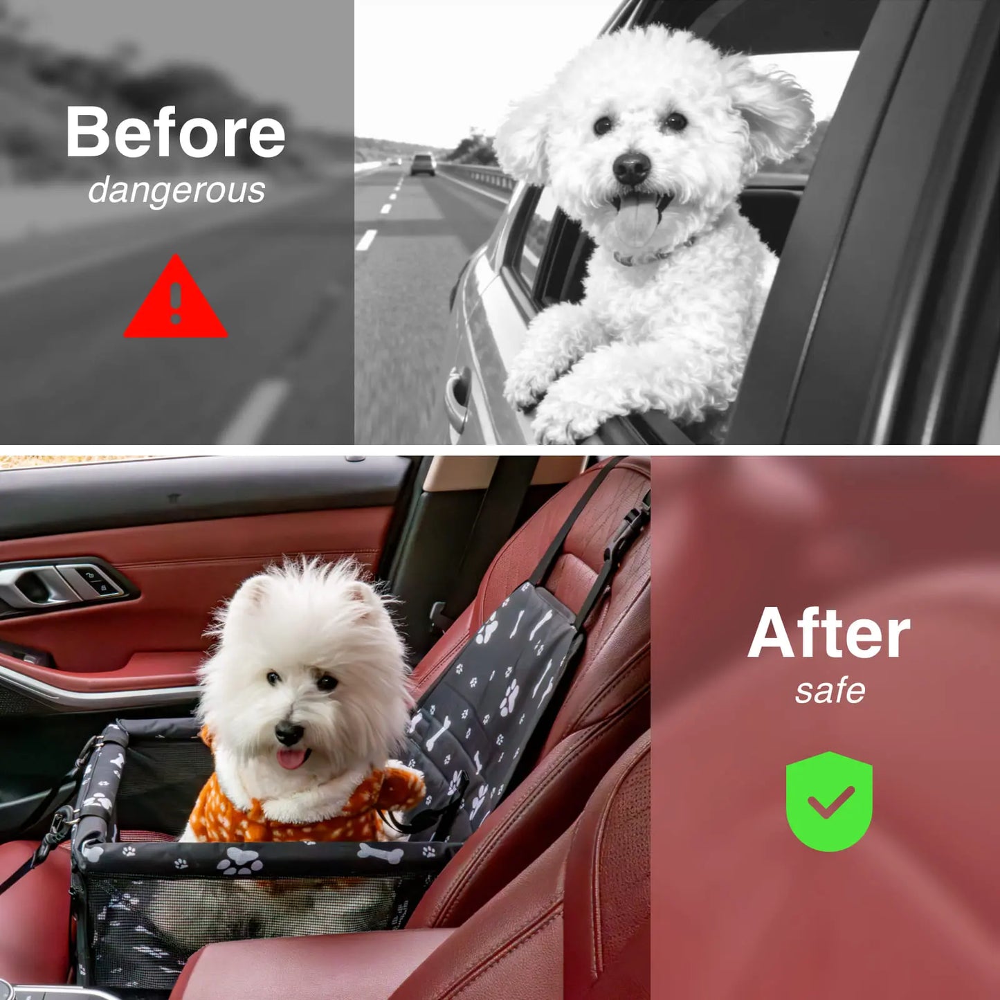 Pet Car Seat – Foldable Travel Safety Booster for Cats & Dogs | Breathable & Easy to Clean with Large Space | Fits Front & Back Seats, Easy to Assemble