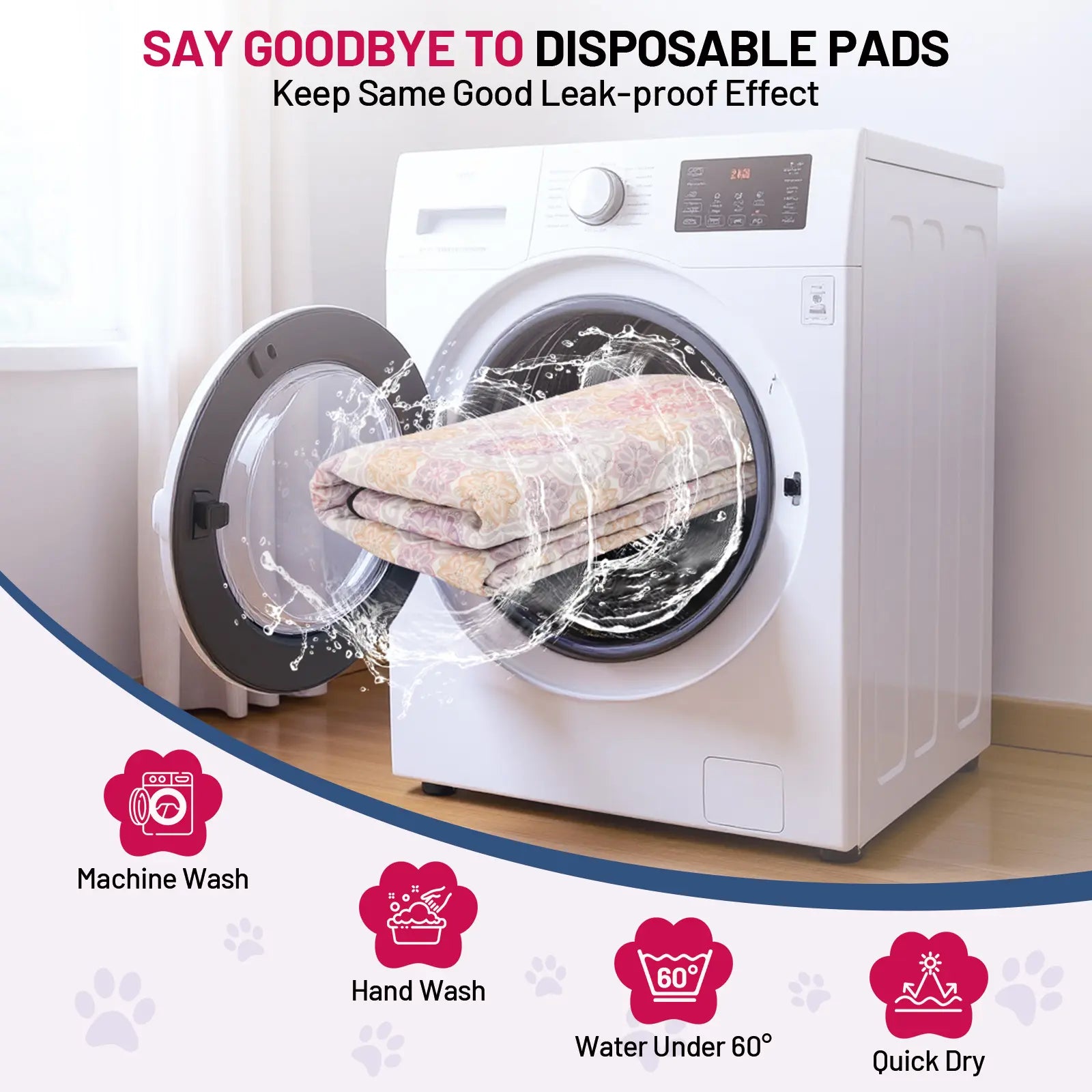 Reusable Dog Pee Pads - 2-Pack: Highly Absorbent, Waterproof, Leak-Proof, Non-Slip Design for Training, Playpens, Crates, Sofas, Cars, Beds, and More (Machine Washable)
