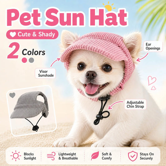 Adjustable Pet Baseball Cap for Dogs and Cats, Ear-Exposed Design for Outdoor Sun Protection, Available in Multiple Colors