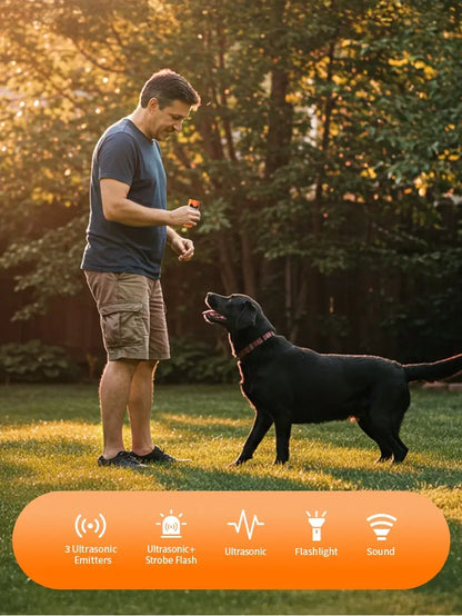 Dog Bark Deterrent Device, 3X Ultrasonic anti Barking, 4 Training Modes 23 FT Range Barks No More Indoors Outdoors Behavior Correct Safe & Humane Rechargeable Compact Bark Control for Dogs