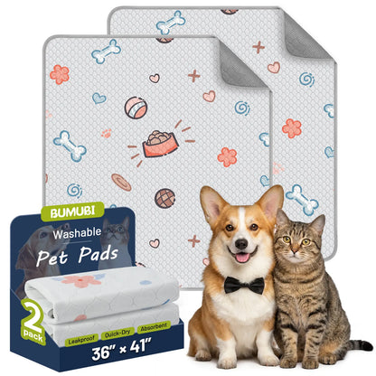Reusable Dog Pee Pads - 2-Pack: Highly Absorbent, Waterproof, Leak-Proof, Non-Slip Design for Training, Playpens, Crates, Sofas, Cars, Beds, and More (Machine Washable)