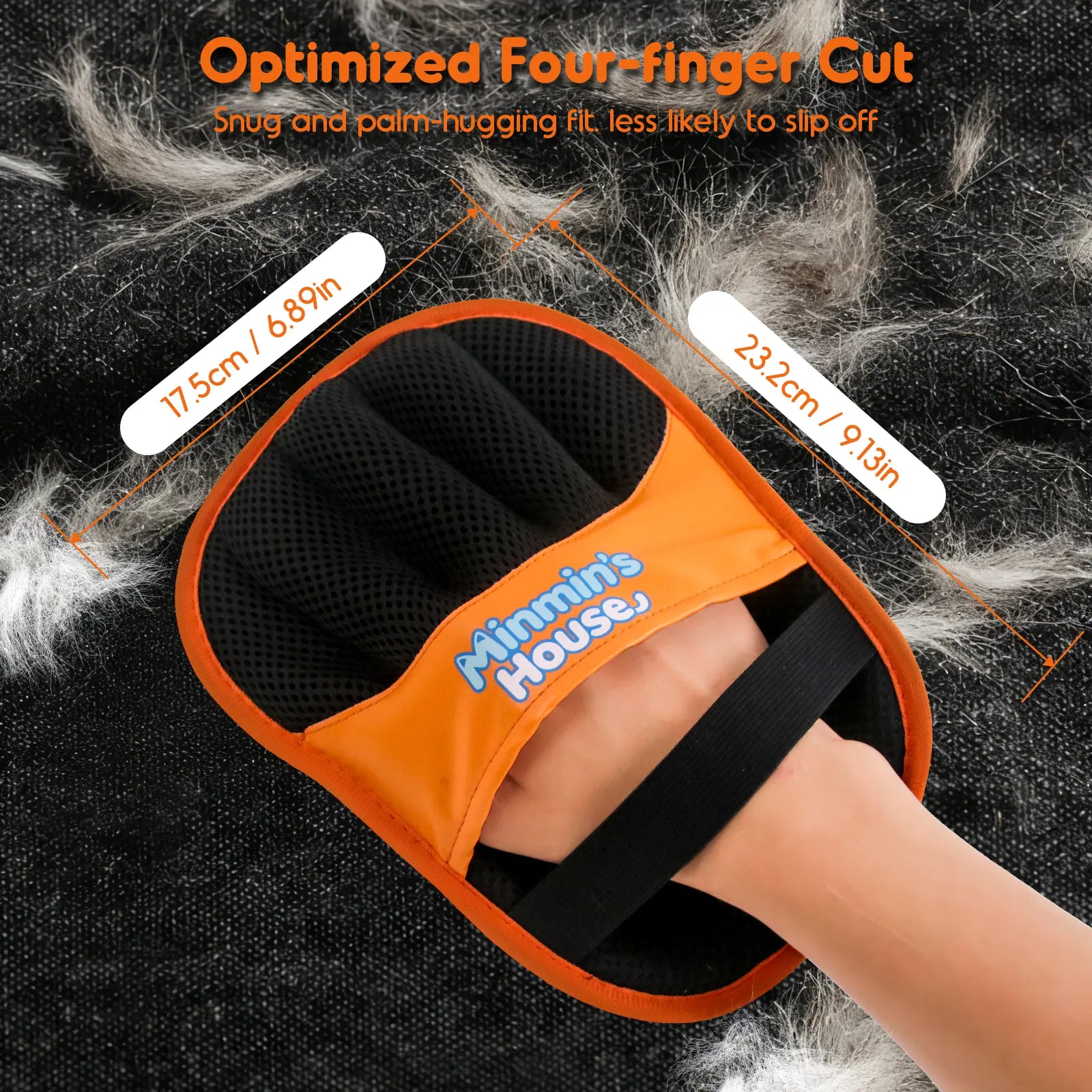 Minmin's House Advanced Pet Hair Removal Glove for Cats and Dogs - Upgraded Five-Finger Electrostatic Design, Reusable Magic Brush Tool for Effective Hair Removal on Laundry, Couches, Carpets, and Car Seats
