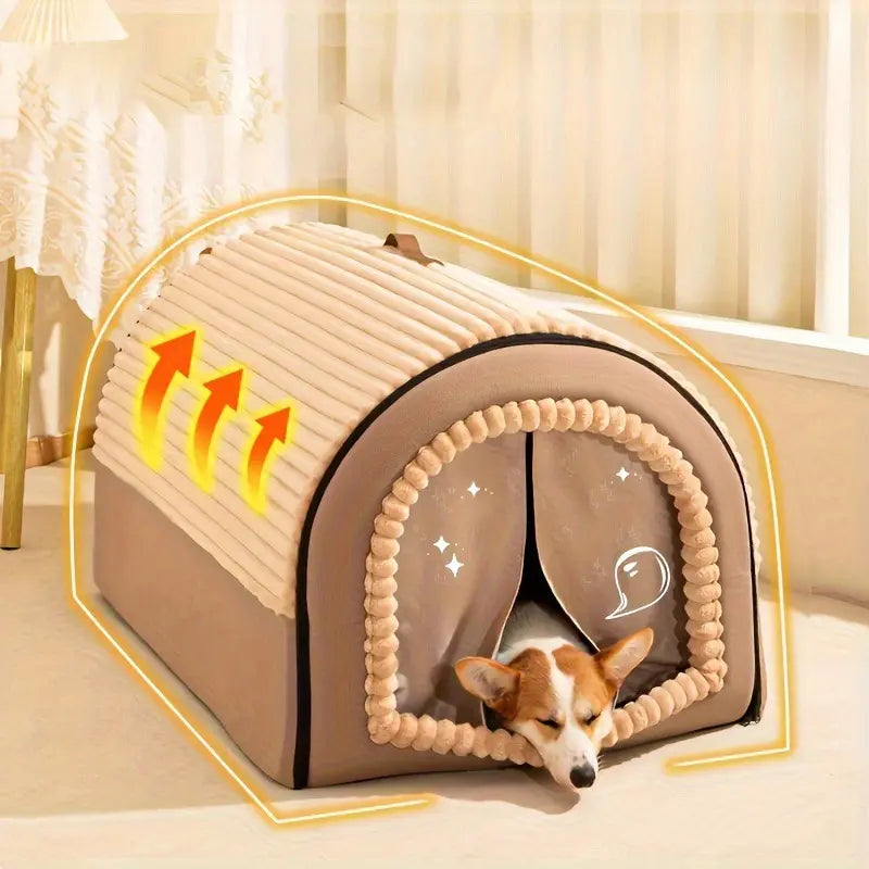 Super Large Pet House, Soft and Comfortable, Multi-Functional, Suitable for All Seasons, Integrated Design of Dog Bed and Cat Hole, Warm and Removable, Shaped Beds