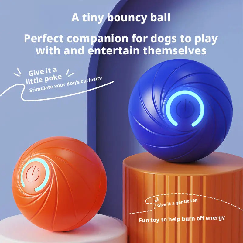 Rechargeable Interactive Dog Toy Ball - Durable Bouncing and Chew-Resistant Plush Ball with LED Light, Inflatable Water Bowl, and Self-Play Features for Small to Medium Dogs