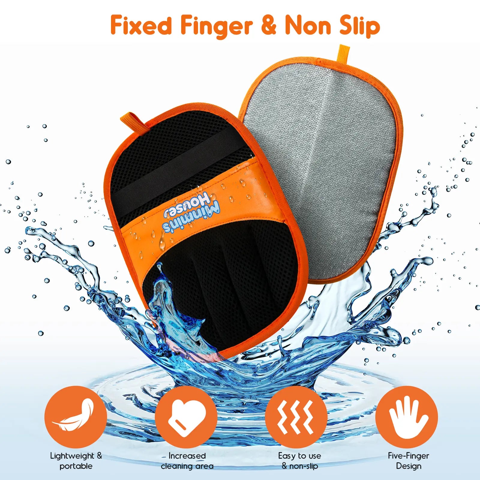 Minmin's House Advanced Pet Hair Removal Glove for Cats and Dogs - Upgraded Five-Finger Electrostatic Design, Reusable Magic Brush Tool for Effective Hair Removal on Laundry, Couches, Carpets, and Car Seats