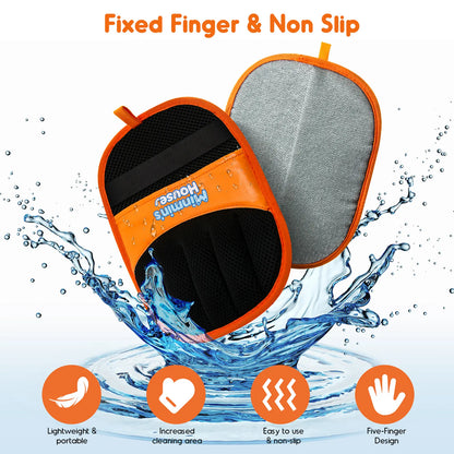 Minmin's House Advanced Pet Hair Removal Glove for Cats and Dogs - Upgraded Five-Finger Electrostatic Design, Reusable Magic Brush Tool for Effective Hair Removal on Laundry, Couches, Carpets, and Car Seats