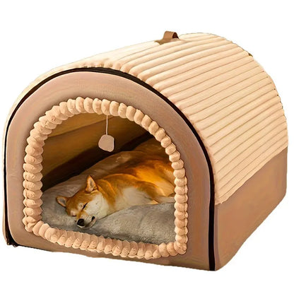 Super Large Pet House, Soft and Comfortable, Multi-Functional, Suitable for All Seasons, Integrated Design of Dog Bed and Cat Hole, Warm and Removable, Shaped Beds