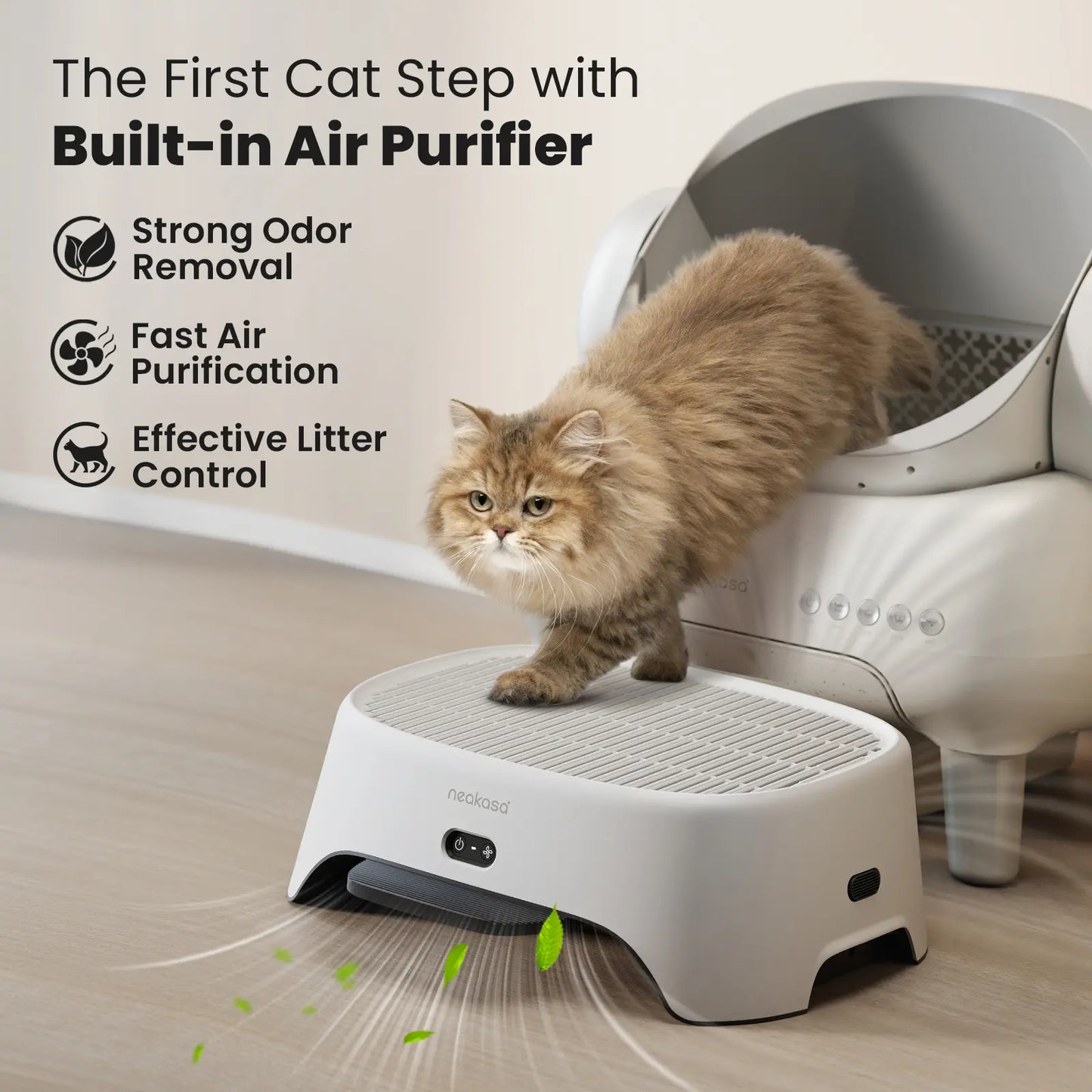 Neakasa Airstep Pet Air Purifier with Three Modes for Odor, Dust, and Pet Hair Control, Compatible with M1 Plus / M1 Lite and Most Automatic and Traditional Litter Boxes