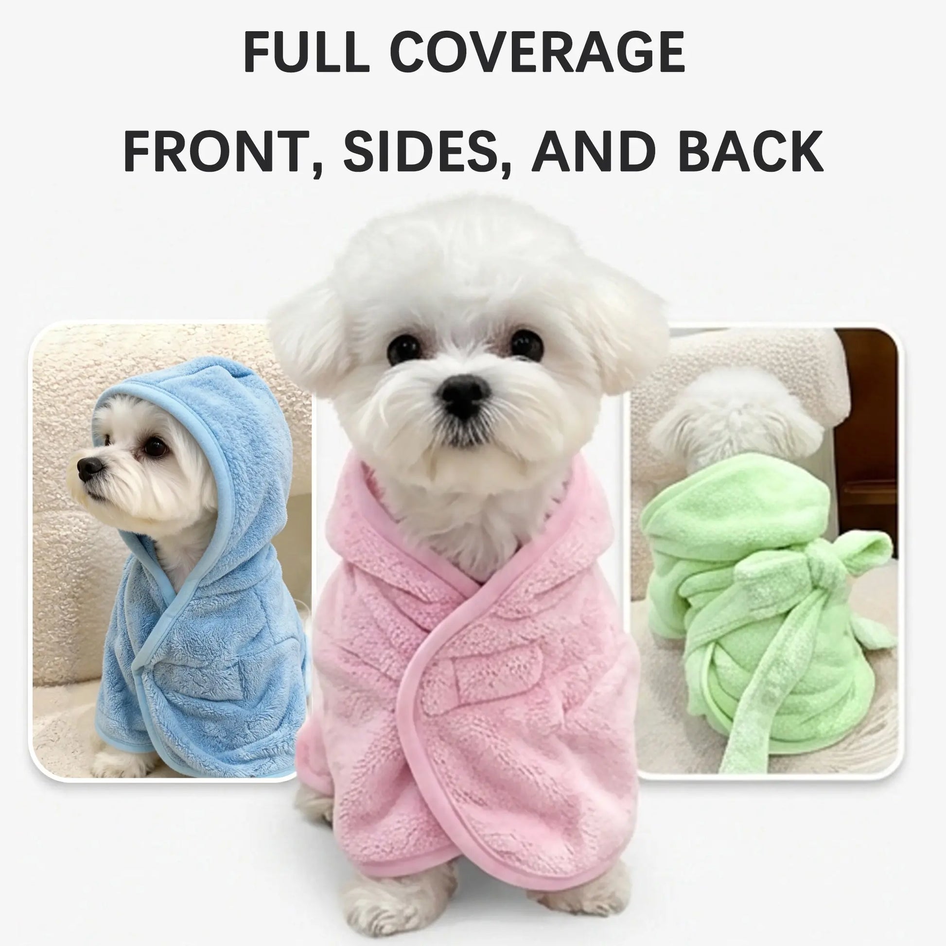 Premium Quick-Drying Pet Bathrobes for Small Dogs and Cats - Soft, Absorbent, and Comfortable for All Seasons with Secure Closure