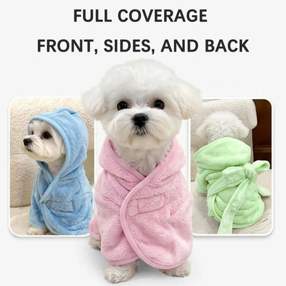 Premium Quick-Drying Pet Bathrobes for Small Dogs and Cats - Soft, Absorbent, and Comfortable for All Seasons with Secure Closure