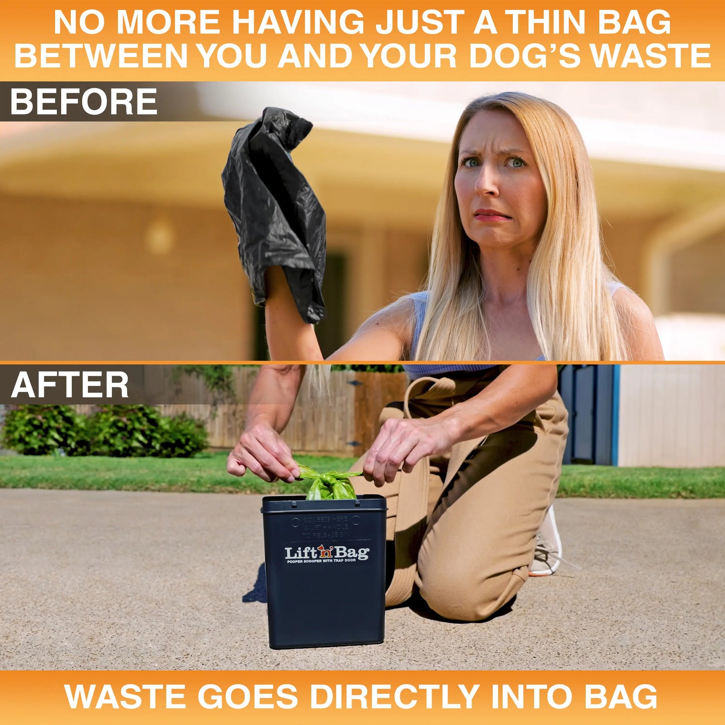 NEATER PETS Lift N' Bag Dog Pooper Scooper 2.0, 6” Handle Version - Scoop-To-Bag Design, One-Handed Operation, Extra-Large Bags, Made in USA