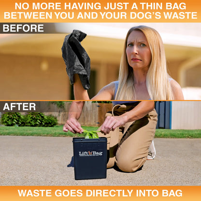 NEATER PETS Lift N' Bag Dog Pooper Scooper 2.0, 6” Handle Version - Scoop-To-Bag Design, One-Handed Operation, Extra-Large Bags, Made in USA