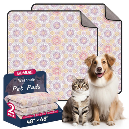 Reusable Dog Pee Pads - 2-Pack: Highly Absorbent, Waterproof, Leak-Proof, Non-Slip Design for Training, Playpens, Crates, Sofas, Cars, Beds, and More (Machine Washable)