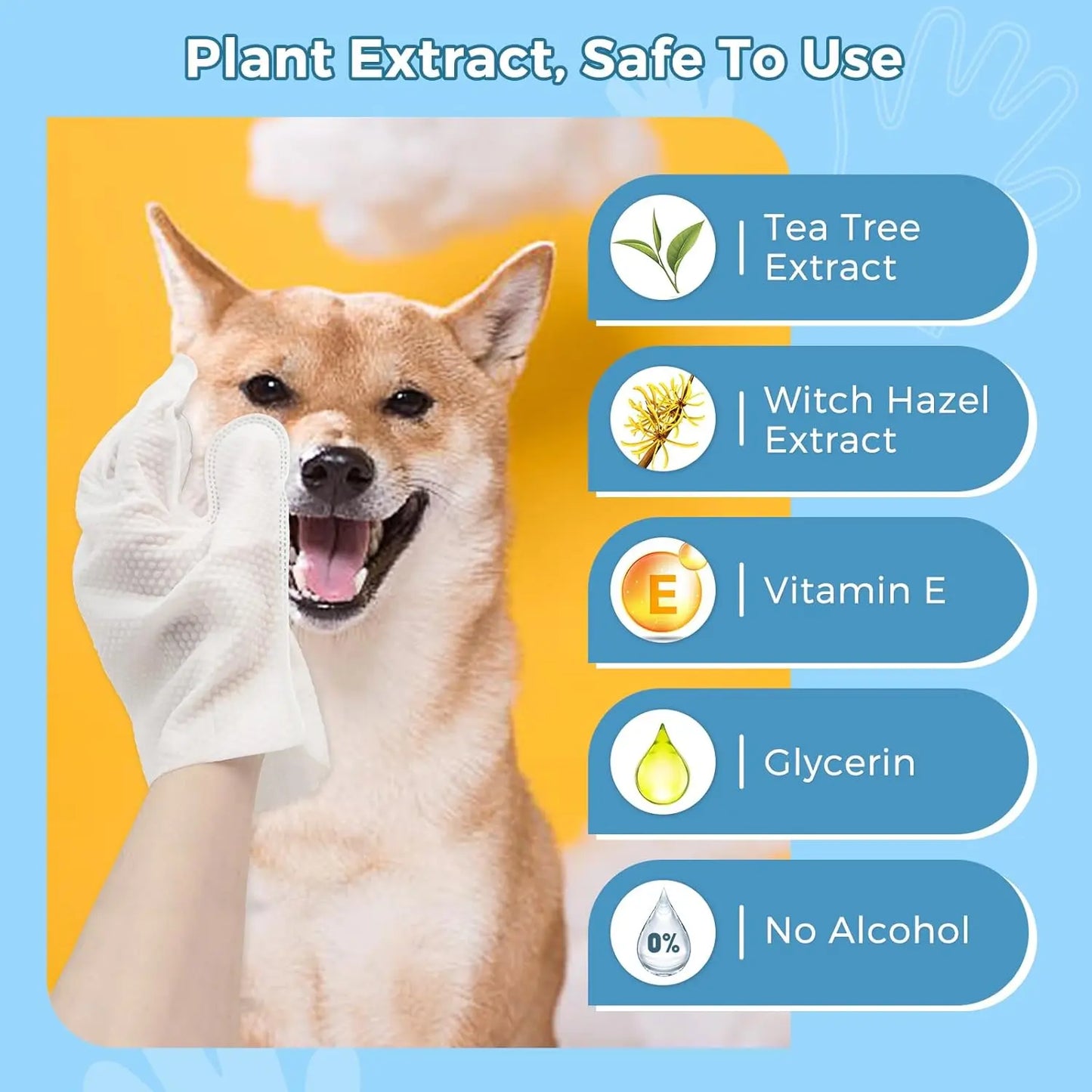 Kigifuture Hypoallergenic Disposable Pet Glove Wipes for Dogs and Cats - 6 Pack Freshening Grooming and Hair Removal Tool