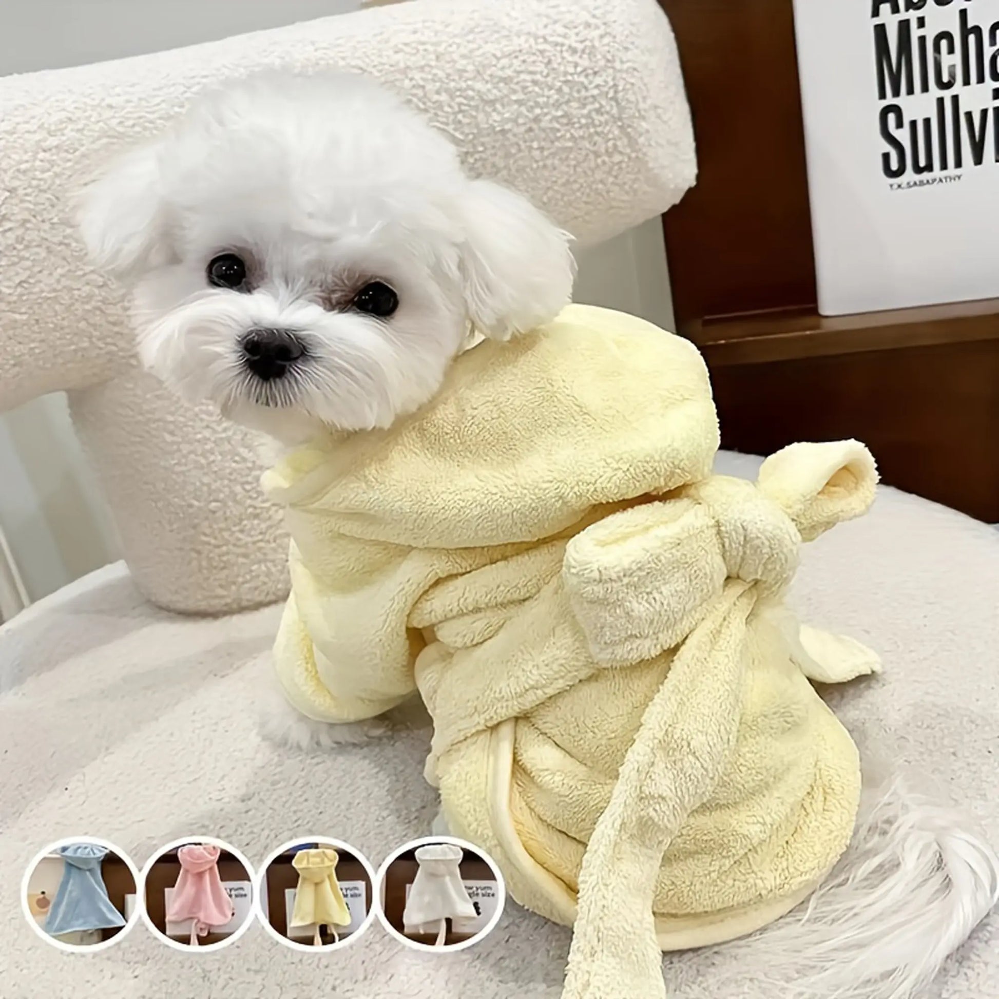 Premium Quick-Drying Pet Bathrobes for Small Dogs and Cats - Soft, Absorbent, and Comfortable for All Seasons with Secure Closure