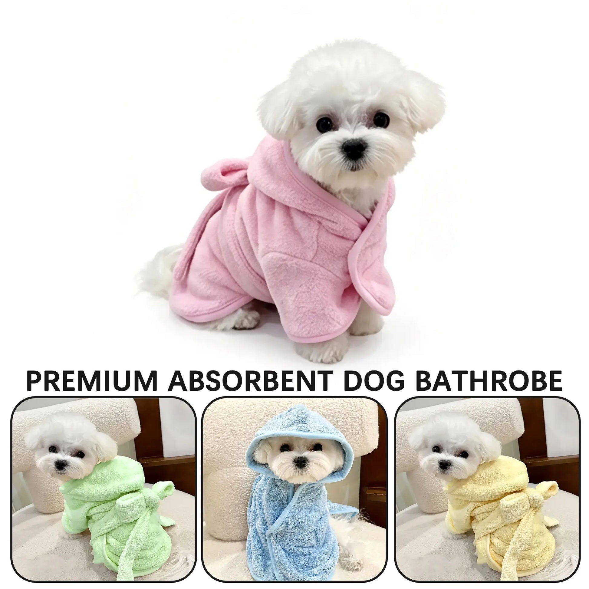 Premium Quick-Drying Pet Bathrobes for Small Dogs and Cats - Soft, Absorbent, and Comfortable for All Seasons with Secure Closure