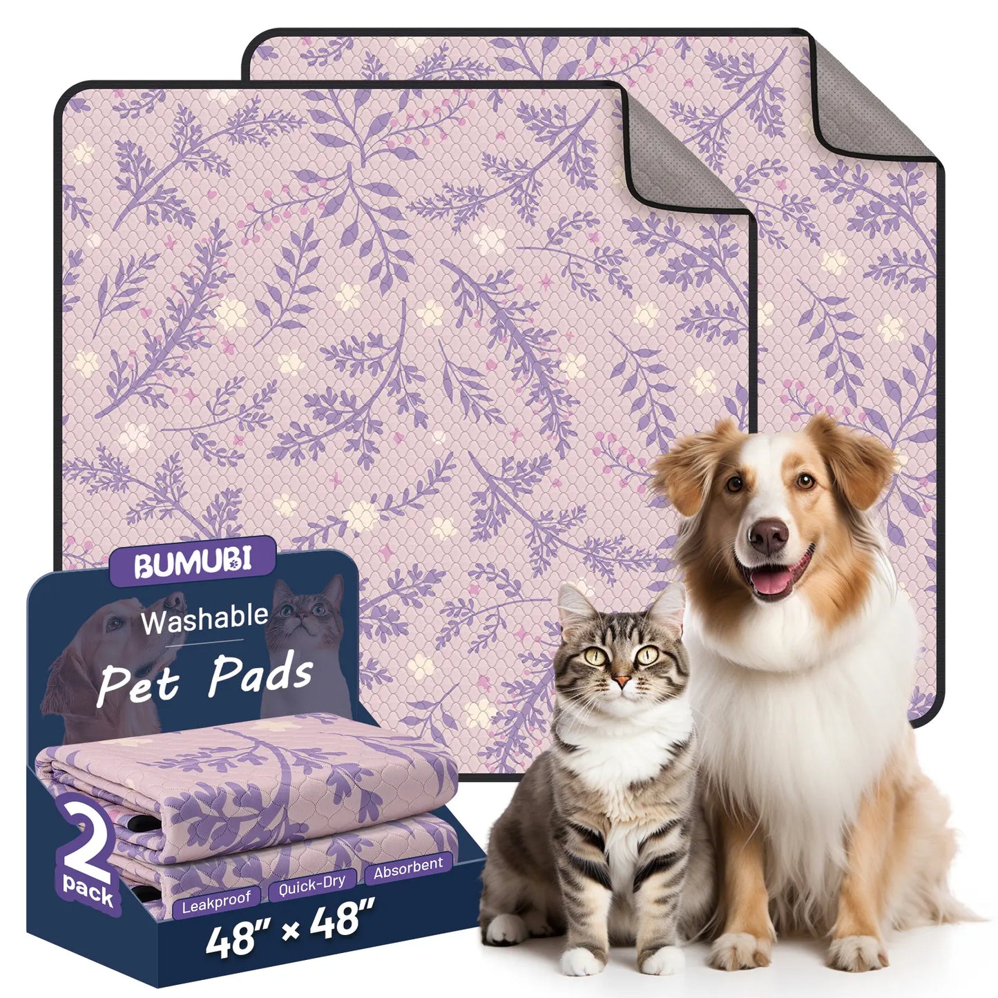 Reusable Dog Pee Pads - 2-Pack: Highly Absorbent, Waterproof, Leak-Proof, Non-Slip Design for Training, Playpens, Crates, Sofas, Cars, Beds, and More (Machine Washable)