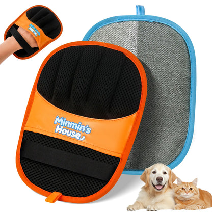 Minmin's House Advanced Pet Hair Removal Glove for Cats and Dogs - Upgraded Five-Finger Electrostatic Design, Reusable Magic Brush Tool for Effective Hair Removal on Laundry, Couches, Carpets, and Car Seats