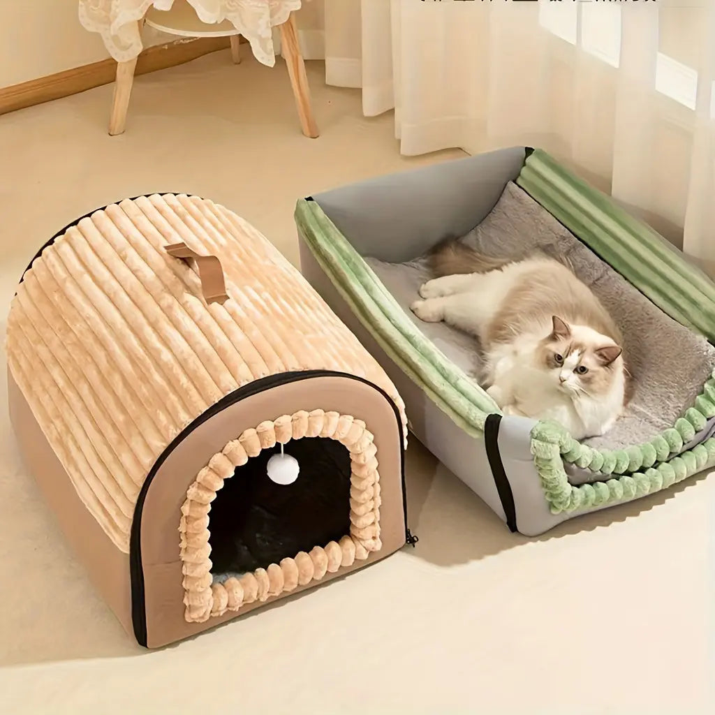 Super Large Pet House, Soft and Comfortable, Multi-Functional, Suitable for All Seasons, Integrated Design of Dog Bed and Cat Hole, Warm and Removable, Shaped Beds