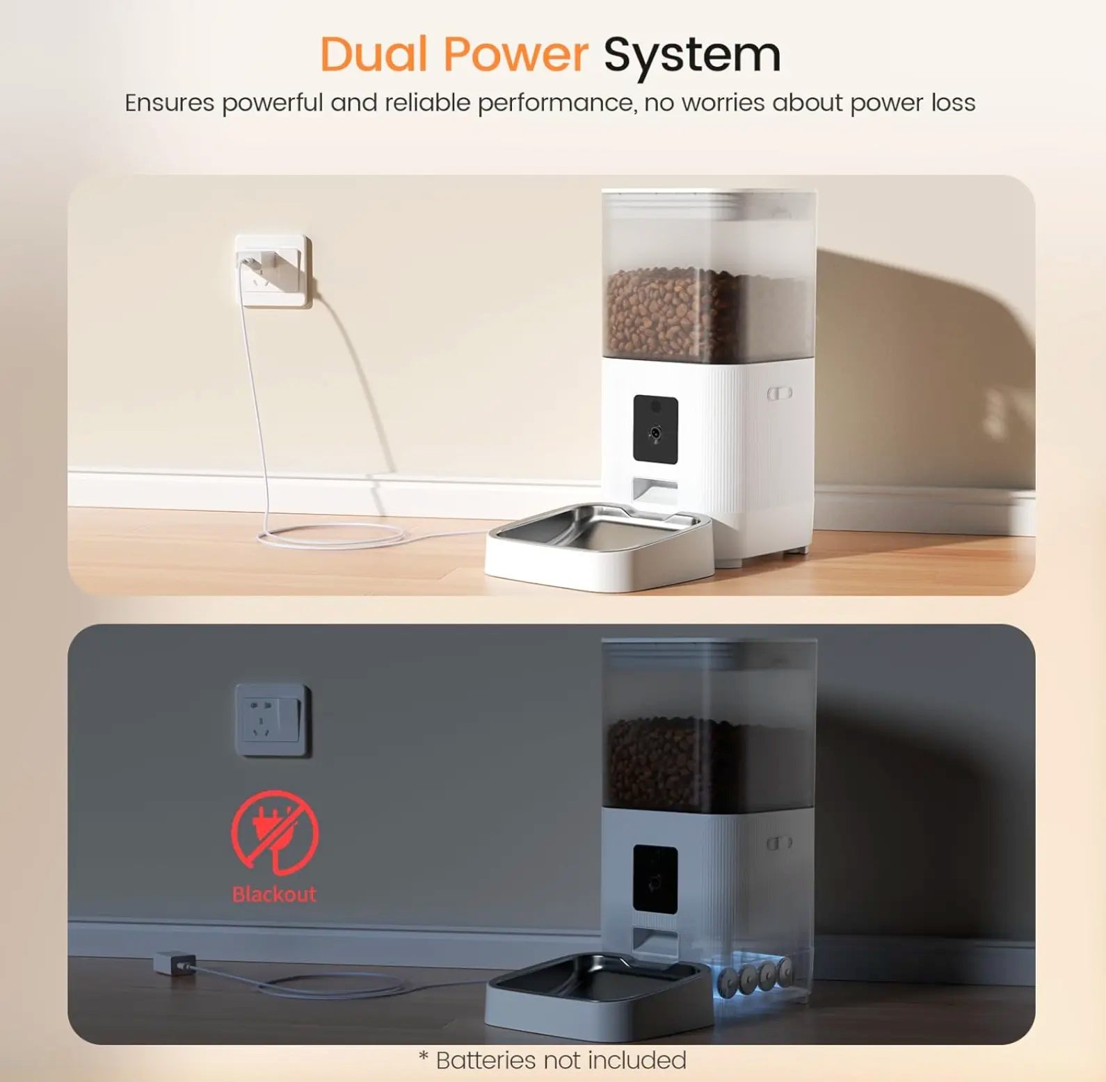 Smart Automatic Pet Feeder with HD Camera, 5G Wi-Fi App Control, Two-Way Audio, Night Vision, and Portion Scheduling for Cats and Dogs with Stainless Steel Bowl