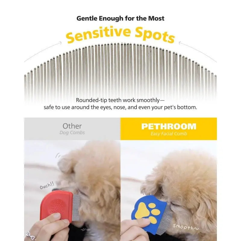 Pet Grooming Comb for Dogs and Cats - Mini Face Brush for Shedding Control and Flea Removal, Essential Pet Care Tool