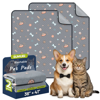 Reusable Dog Pee Pads - 2-Pack: Highly Absorbent, Waterproof, Leak-Proof, Non-Slip Design for Training, Playpens, Crates, Sofas, Cars, Beds, and More (Machine Washable)