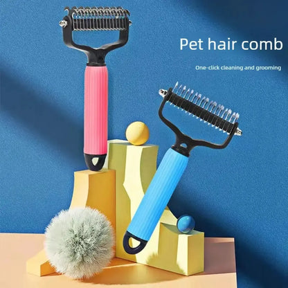 Professional Pet Grooming Tool - Universal Detangling Comb for Dogs with Stainless Steel Double-Sided Design for Effective Shedding and Matted Hair Management, Ideal for Daily Coat Maintenance.